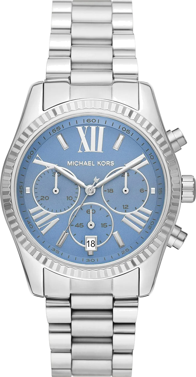 Montre femme Michael Kors Lexington MK7215, cadran bleu, bracelet acier argenté