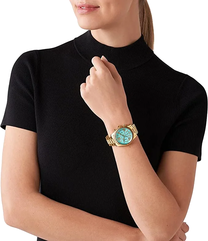 Montre Femme Michael Kors MK7216 Lexington en Acier Or à Cadran Turquoise vue 4