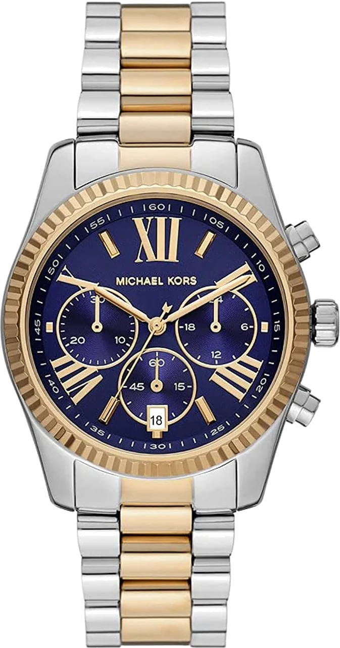 Montre Michael Kors Lexington MK7218 pour Femme, Cadran Bleu, Bracelet Acier Argent