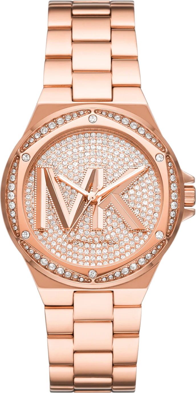 Montre Michael Kors MK7230 Femme - Cadran Or Rose Pavé Logo, Bracelet Acier Inoxydable Doré