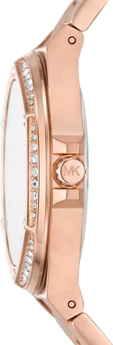 Montre Femme Michael Kors Lennox MK7233, Cadran Noir, Boîtier et Bracelet Acier Inoxydable Or Rose vue 3