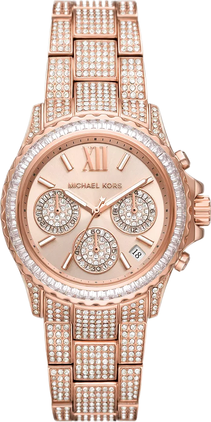 Montre Michael Kors Everest MK7235 - Chronographe Femme - Cadran et Boîtier Or Rose - Bracelet Acier
