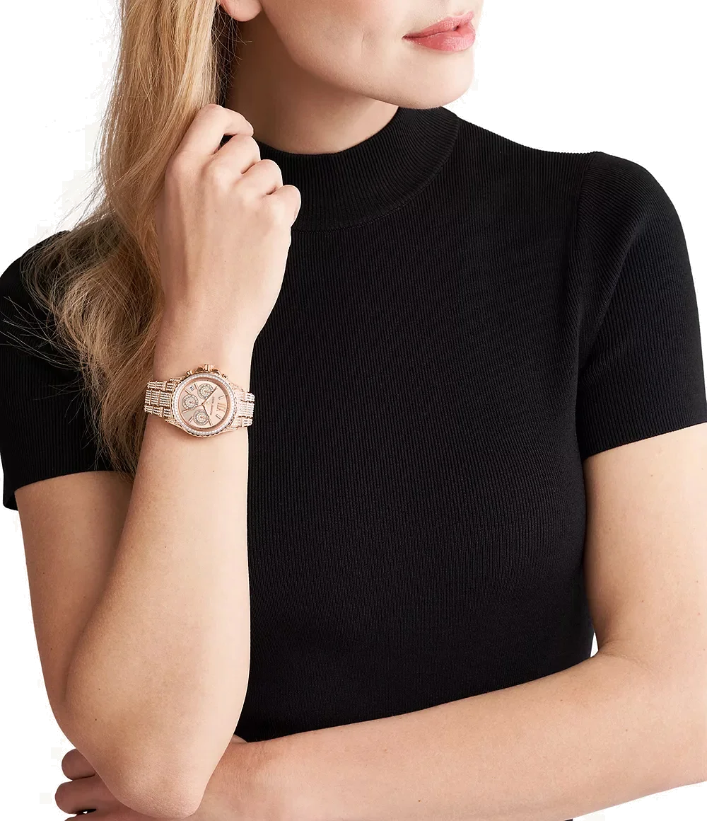 Montre Michael Kors Everest MK7235 - Chronographe Femme - Cadran et Boîtier Or Rose - Bracelet Acier vue 4