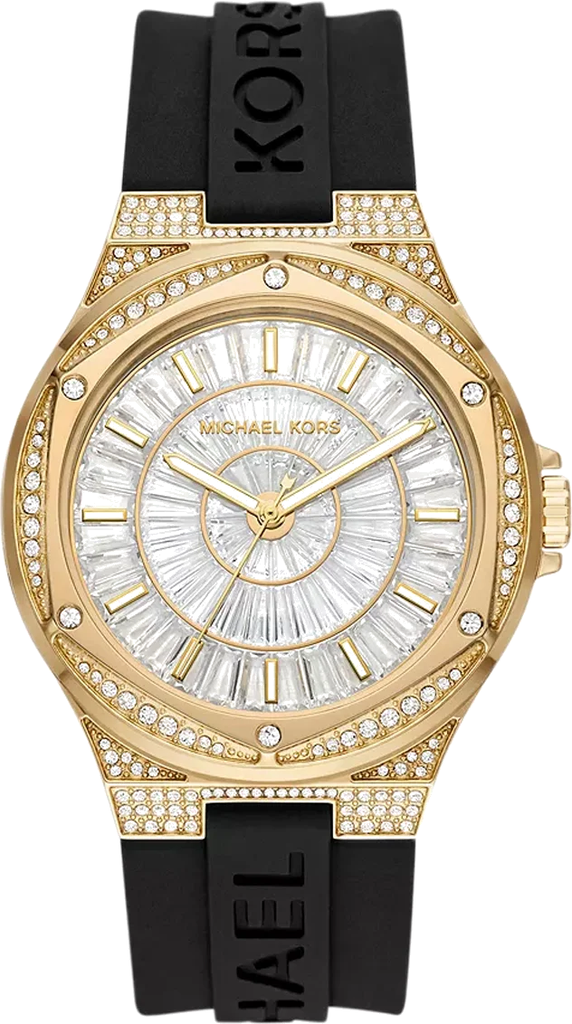 Montre Femme Michael Kors MK7247 - Cadran Transparent, Boîtier Or et Bracelet Silicone Noir