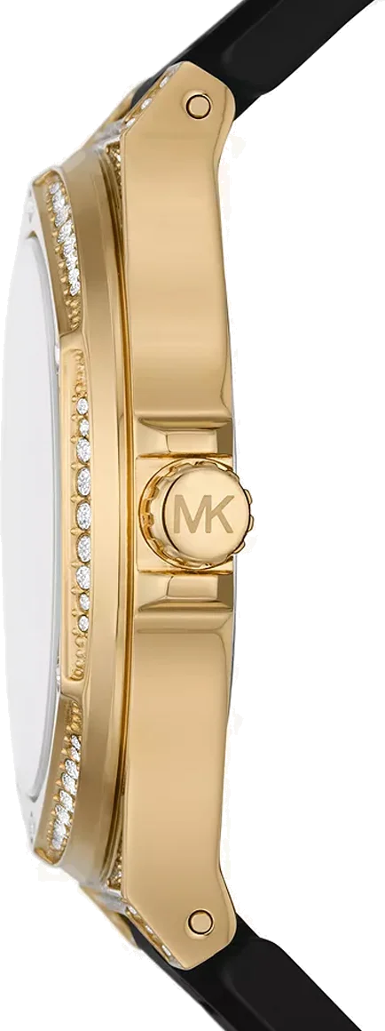 Montre Femme Michael Kors MK7247 - Cadran Transparent, Boîtier Or et Bracelet Silicone Noir vue 3