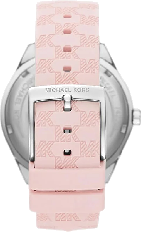 Montre Michael Kors MK7268 Jessa - Cadran argent multifonction, bracelet silicone rose gaufré - Pour femme vue 3