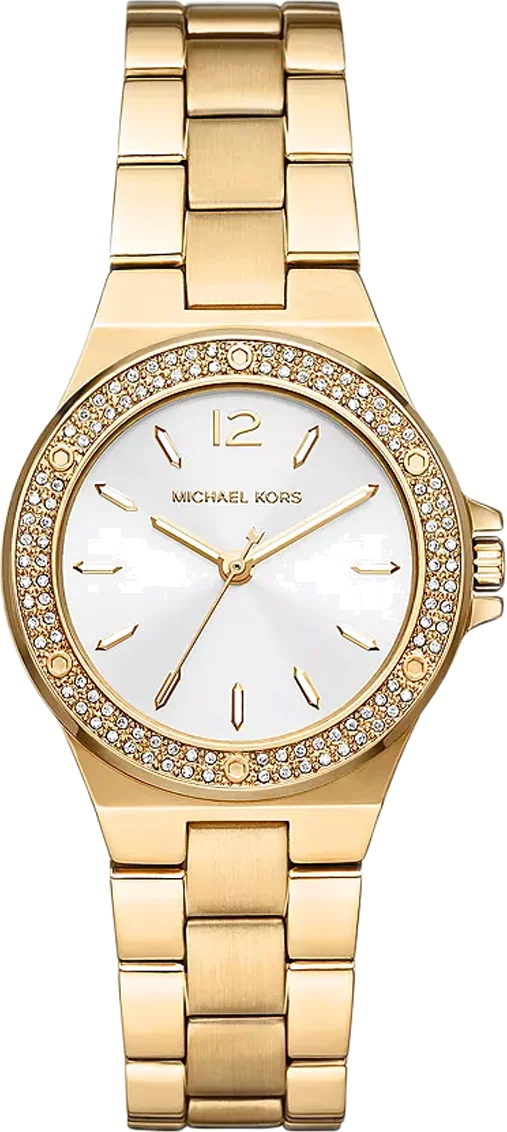 Montre Michael Kors Mini Lennox MK7278 Femme, Cadran Argent et Cristaux, Bracelet Or Acier
