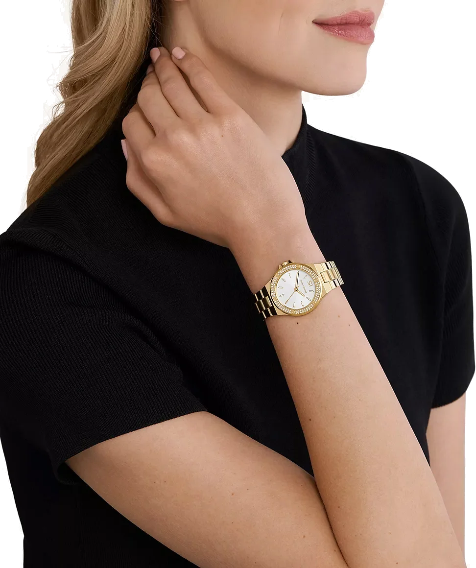 Montre Michael Kors Mini Lennox MK7278 Femme, Cadran Argent et Cristaux, Bracelet Or Acier vue 4