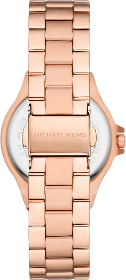 Montre Michael Kors Mini Lennox MK7279 Femme - Cadran Argent Pavé de Cristaux - Bracelet Acier Or Rose vue 2