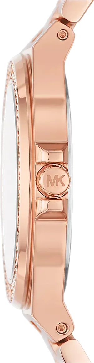 Montre Michael Kors Mini Lennox MK7279 Femme - Cadran Argent Pavé de Cristaux - Bracelet Acier Or Rose vue 3