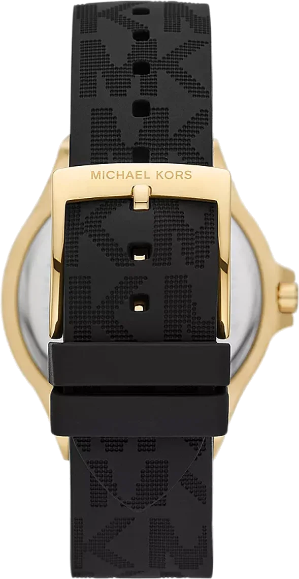 Montre Michael Kors MK7281 Mini-Lennox pour femme, boîtier or et cadran noir, bracelet silicone noir vue 2