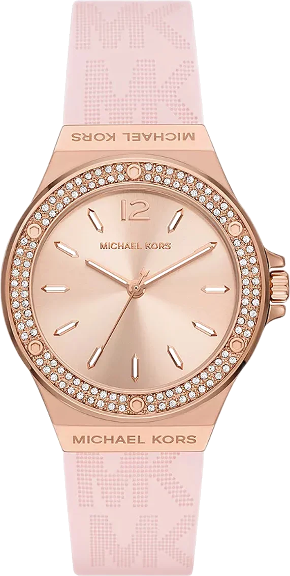 Montre Michael Kors MK7282 Lennox pour femme - Cadran or rose, bracelet silicone rose