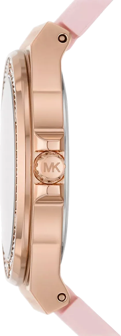 Montre Michael Kors MK7282 Lennox pour femme - Cadran or rose, bracelet silicone rose vue 3