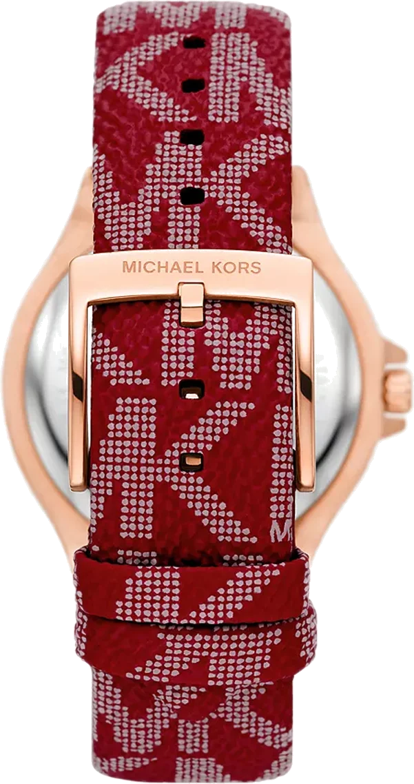 Montre Michael Kors Lennox MK7308 pour femme, cadran blanc 37mm, bracelet cuir rouge vue 3