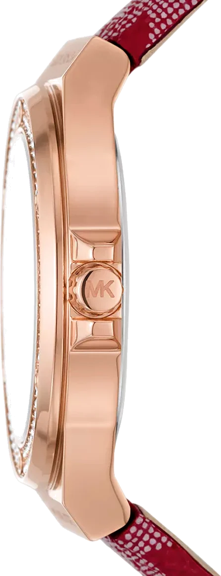 Montre Michael Kors Lennox MK7308 pour femme, cadran blanc 37mm, bracelet cuir rouge vue 4