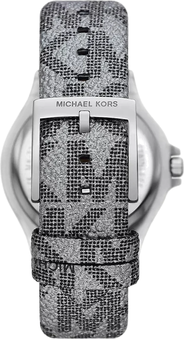 Montre Michael Kors Lennox MK7309 pour Femme, Cadran Noir, Boîtier Argent, Bracelet Cuir Gris vue 2