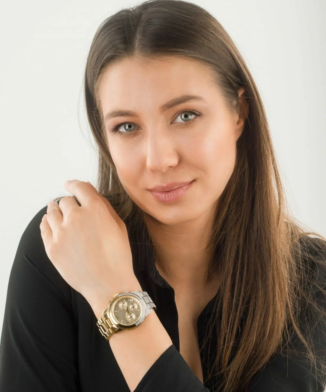 Montre Femme Michael Kors MK7329 Chronographe Acier Inoxydable Bicolore Argent et Doré vue 2