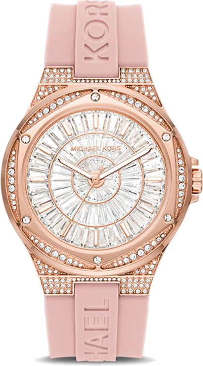 Montre Femme Michael Kors Lennox MK7334 Cadran et Boîtier Or Rose, Bracelet Silicone Rose