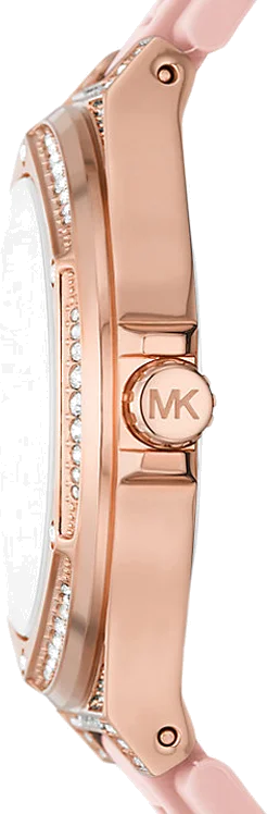 Montre Femme Michael Kors Lennox MK7334 Cadran et Boîtier Or Rose, Bracelet Silicone Rose vue 2