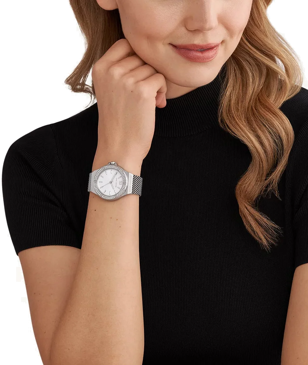 Montre Femme Michael Kors Lennox MK7337 - Cadran et bracelet maille milanaise argenté vue 4