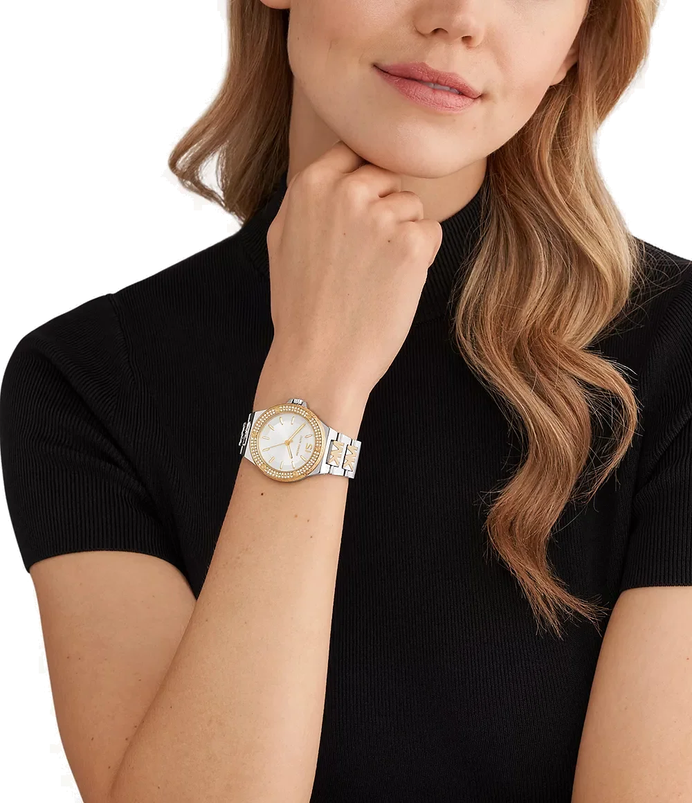 Montre Femme Michael Kors Lennox MK7338 - Cadran argenté, bracelet acier bicolore or et argent vue 4