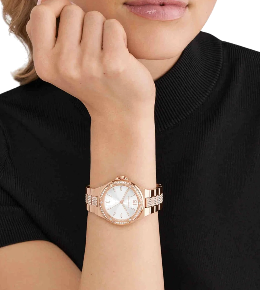 Montre Femme Michael Kors Lennox MK7362 en Acier Or Rose - Cadran Argent vue 4