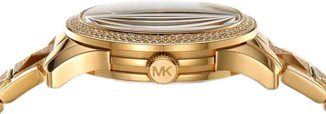 Montre Michael Kors Runway MK7389 pour femme, cadran marron, bracelet acier or rose vue 2