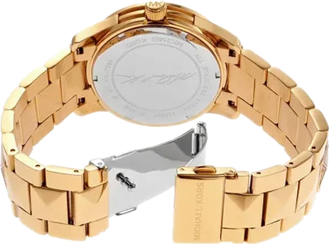 Montre Michael Kors Runway MK7389 pour femme, cadran marron, bracelet acier or rose vue 3