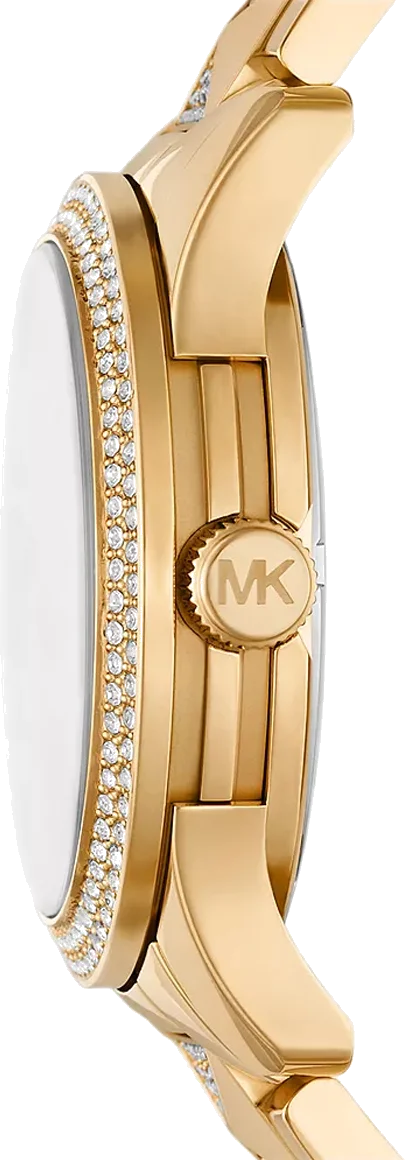Montre Femme Michael Kors MK7390 Runway - Cadran Vert Cristaux & Bracelet Or Acier vue 3