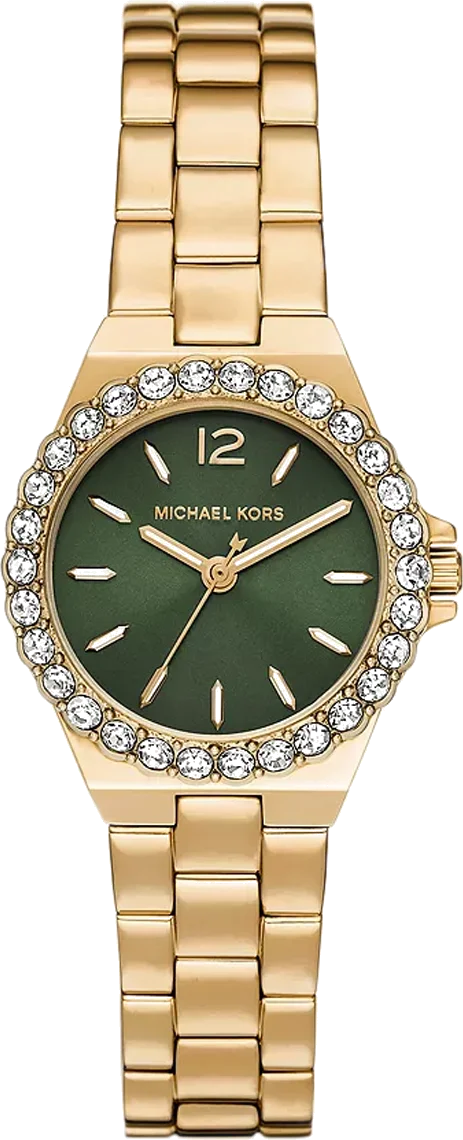 Montre Michael Kors Lennox MK7395 pour Femme - Cadran vert, boîtier et bracelet en acier inoxydable doré