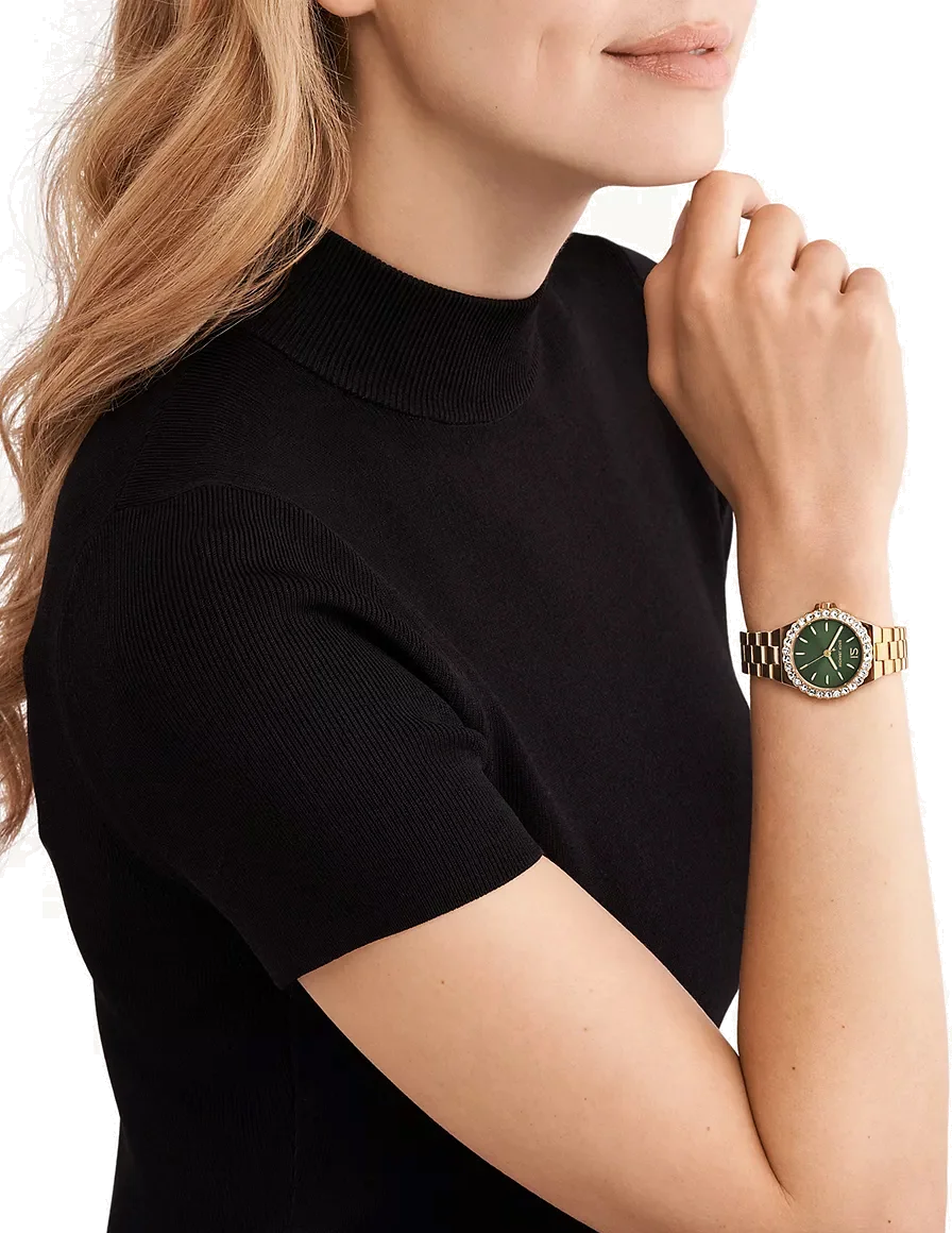 Montre Michael Kors Lennox MK7395 pour Femme - Cadran vert, boîtier et bracelet en acier inoxydable doré vue 4
