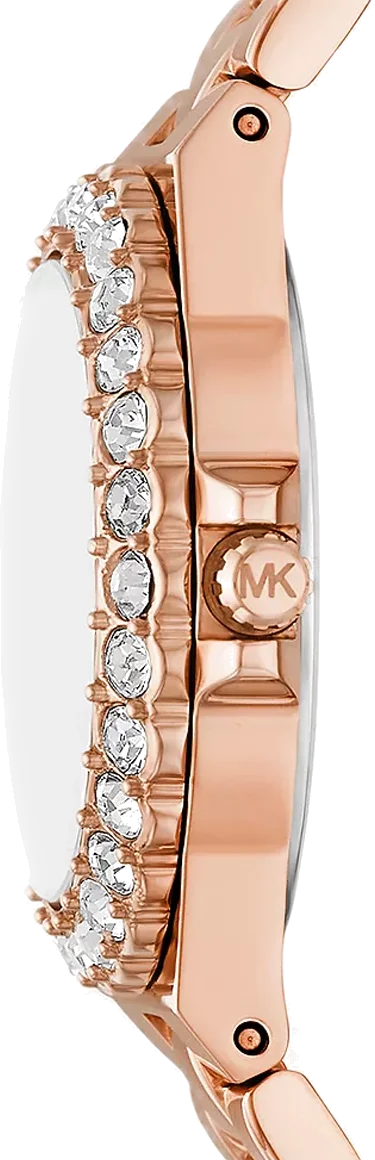 Montre Femme Michael Kors Lennox MK7396 - Cadran Bordeaux, Boîtier et Bracelet Acier Or Rose vue 3