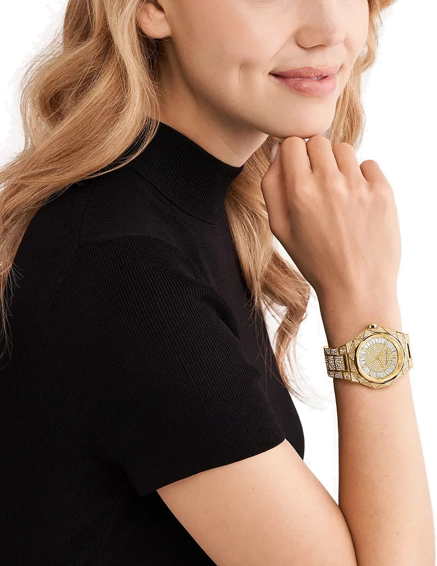 Montre Femme Michael Kors Raquel MK7398 en Or - Cadran Pavé & Bracelet Acier Doré vue 4