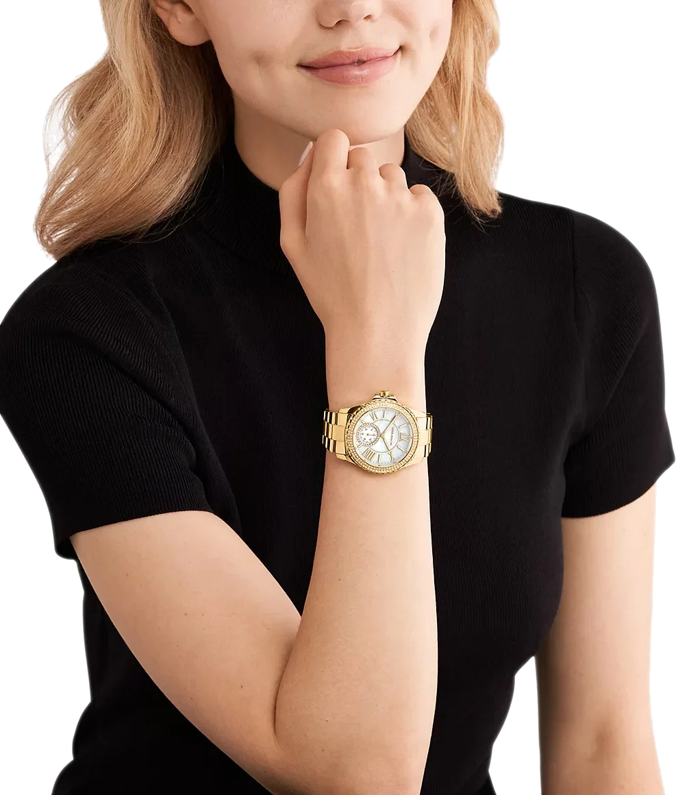 Montre Michael Kors Everest MK7401 pour Femme, Cadran Nacre, Bracelet Acier Doré vue 4