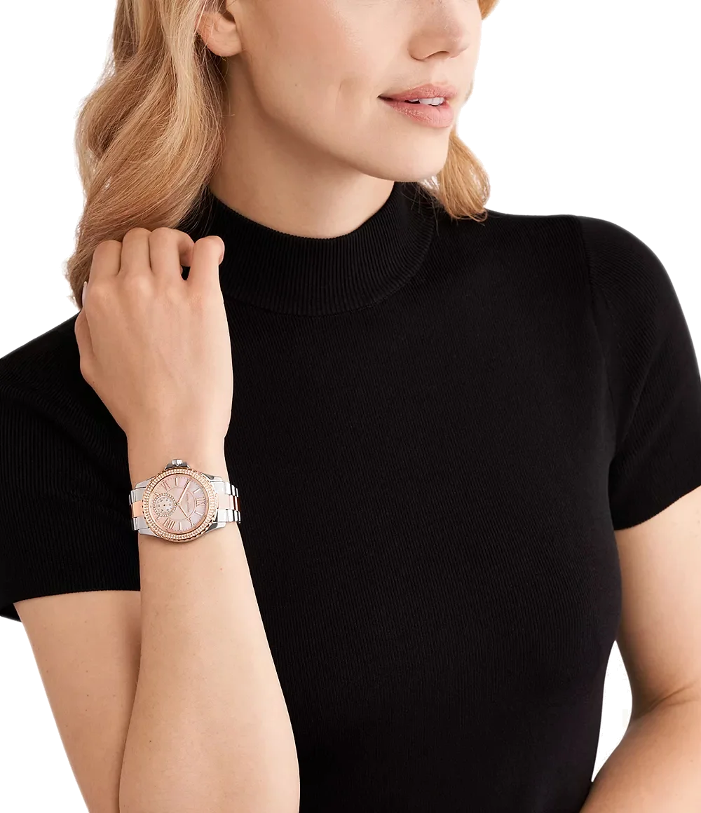 Montre femme Michael Kors Everest MK7402 - Cadran or rose, bracelet acier bicolore argent/or rose vue 4