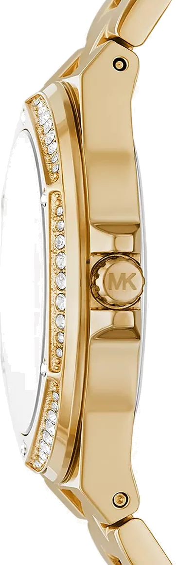 Montre Michael Kors Lennox MK7404 pour Femme, Cadran Noir, Boîtier et Bracelet en Acier Inoxydable Doré vue 3