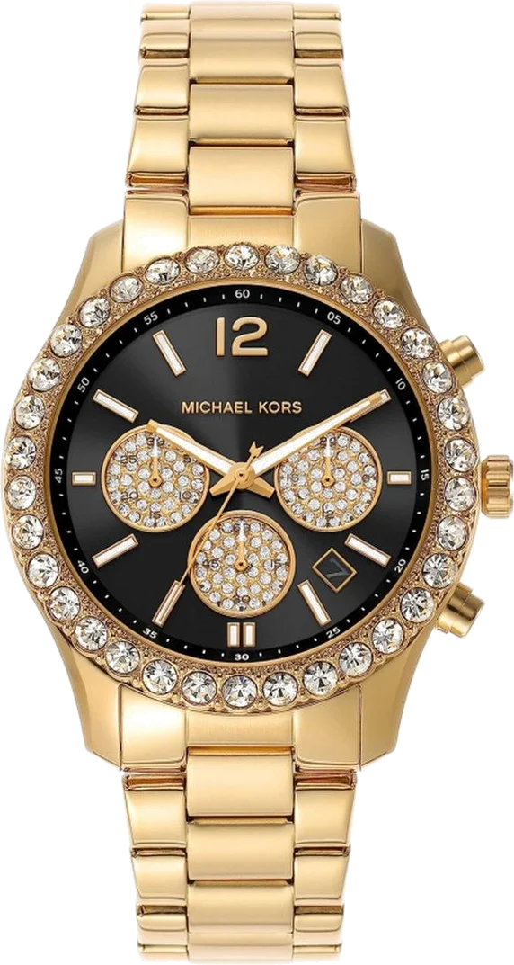 Montre Michael Kors MK7414 Everest - Chronographe Cadran Noir Bracelet Or - Pour Femme