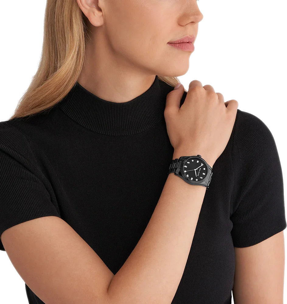 Montre Femme Michael Kors MK7442 en Acier Inoxydable Noir à Cadran Pavé de Cristaux vue 5