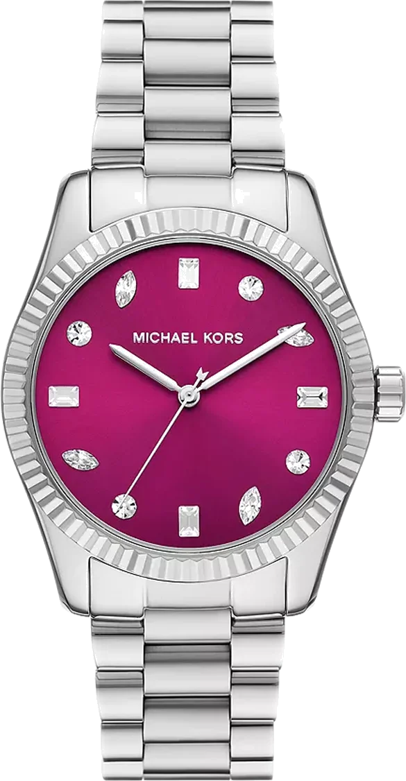 Montre Femme Michael Kors Lexington MK7443 - Cadran Fuchsia Pavé & Bracelet Acier Argenté