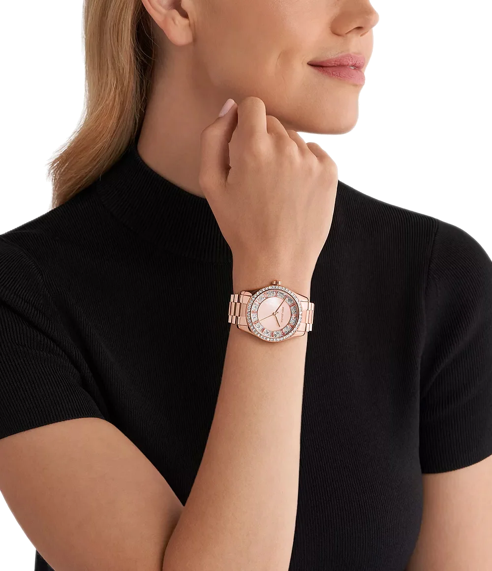 Montre Femme Michael Kors Lexington MK7444 en Acier Or Rose à Cadran Pavé vue 4