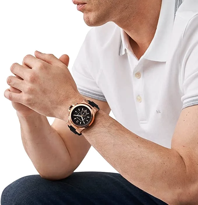 Montre Homme Michael Kors MK8184 Dylan - Boîtier Silicone Or Rose 47mm, Cadran Noir, Bracelet Caoutchouc vue 4