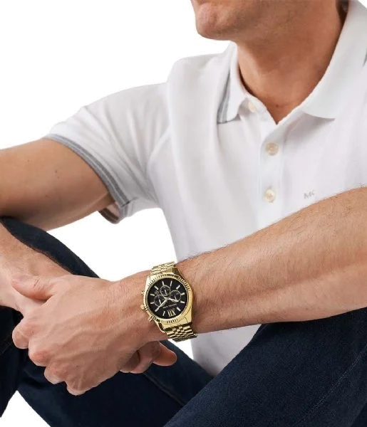 Montre Homme Michael Kors MK8286 - Chronographe Acier Doré, Cadran Noir vue 4