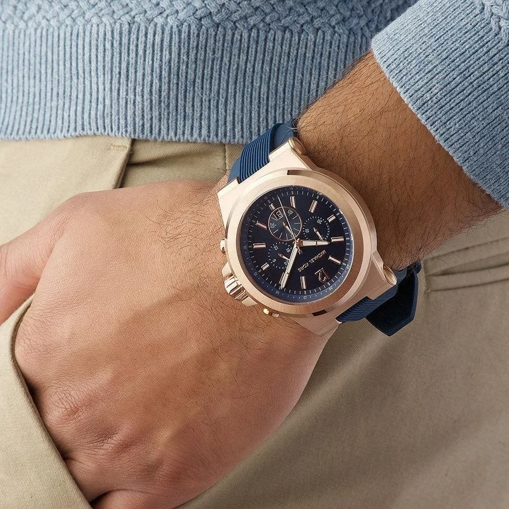 Montre Homme Michael Kors MK8295 Dylan - Boîtier Or Rose, Cadran et Bracelet Silicone Bleu vue 3