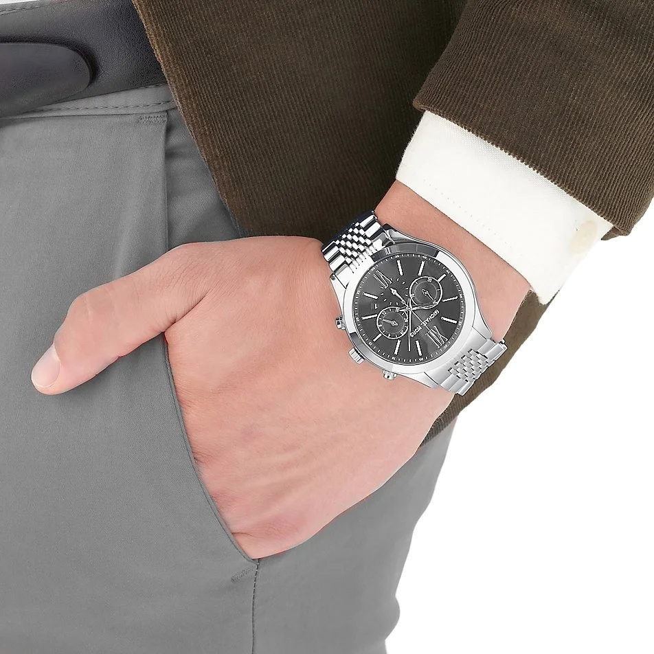 Montre Homme Michael Kors MK8305 Chronographe Acier Argenté Cadran Noir vue 3