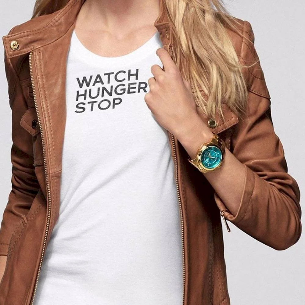 Montre Femme Michael Kors MK8315 - Boîtier Acier Doré, Cadran Turquoise Carte du Monde vue 3