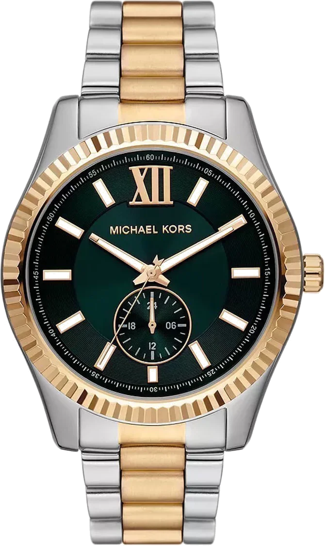 Montre pour homme Michael Kors Lexington MK9063 - Cadran vert, bracelet acier bicolore argent et or