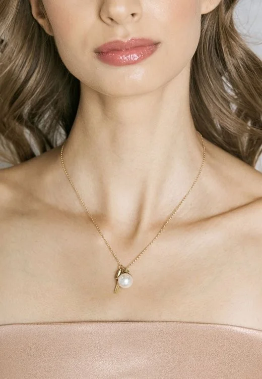 Collier pour femme Michael Kors MKJ6668710 en acier doré avec perle vue 3