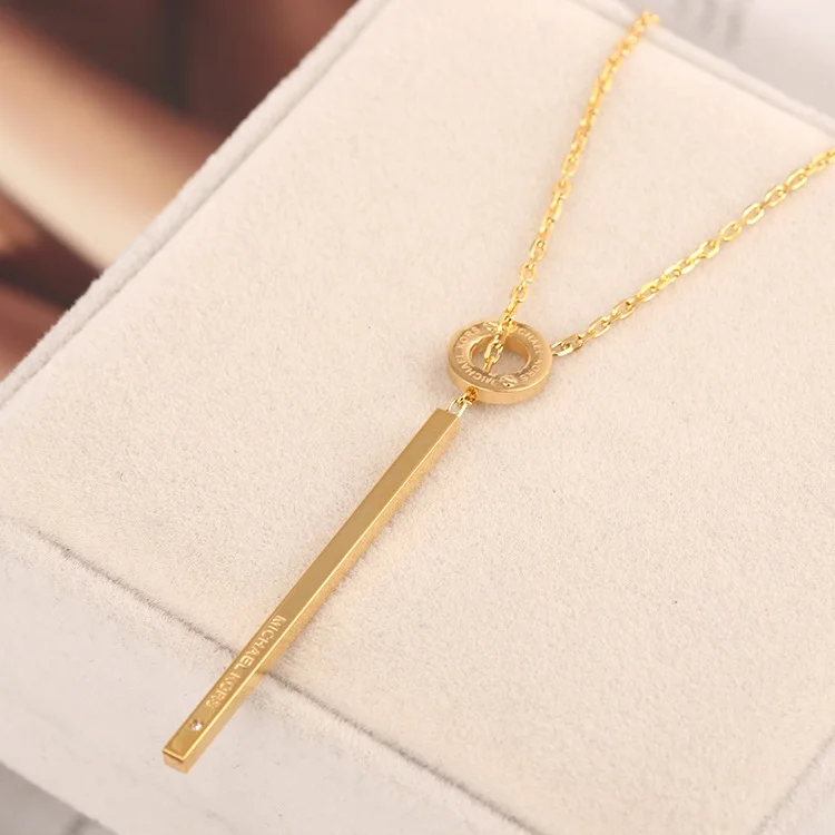 Collier Michael Kors Lariat MKJ4681710 avec barre pendante 3D en acier inoxydable doré vue 5