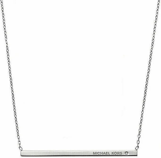Collier Michael Kors Heritage avec barre pendante 3D en acier inoxydable argenté