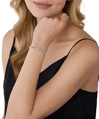 Bracelet femme Michael Kors MKC1601AN040 en argent 925 à maillons avec logo MK cristallisé vue 3